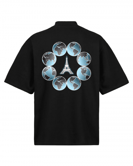 black oversized mock neck t shirt